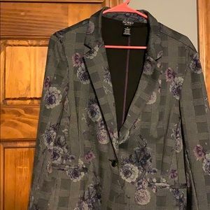 Soho grey blazer with faded purple flower pattern